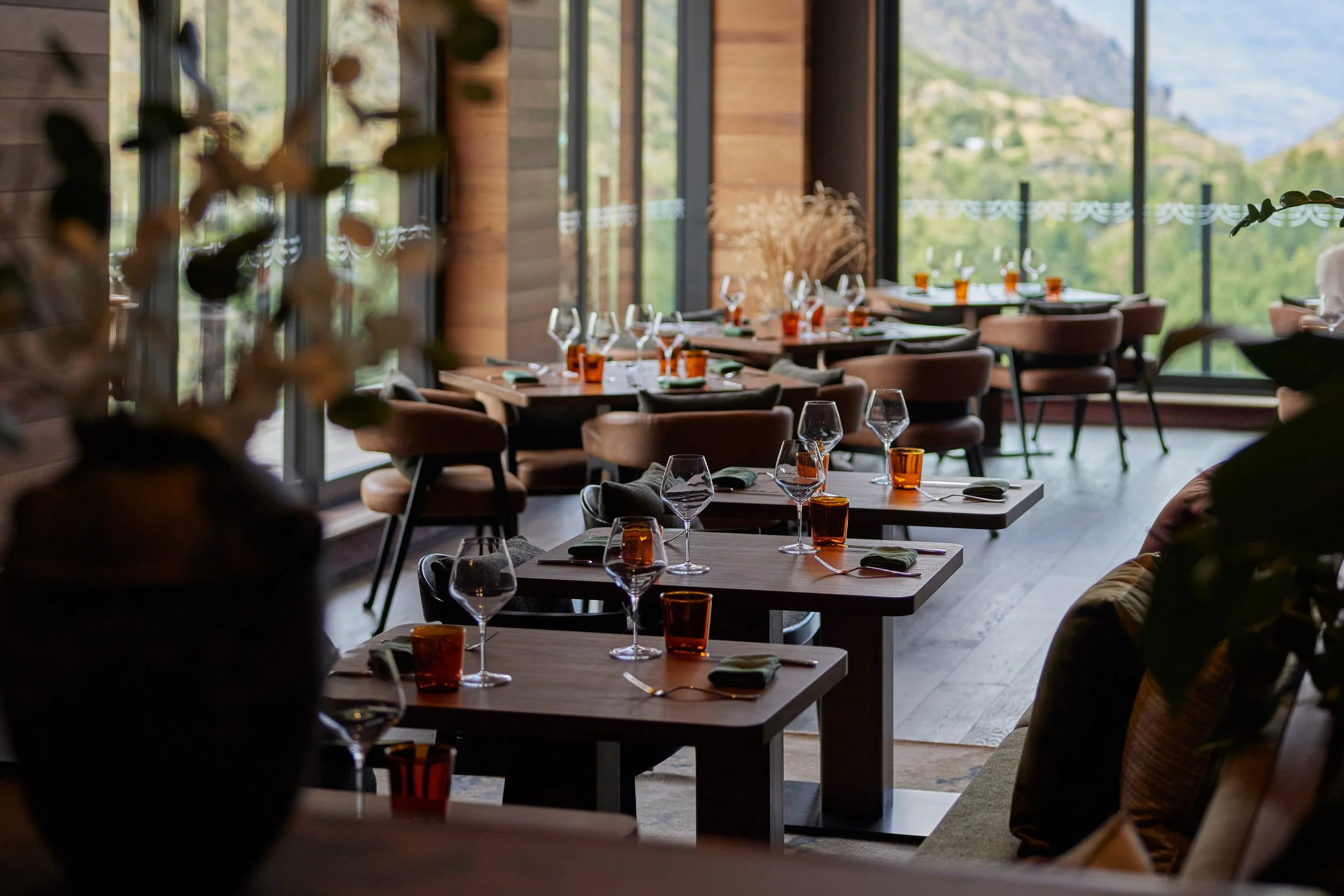 Restaurant dining space at Elevation Bar & Restaurant Queenstown with elegant table setup.