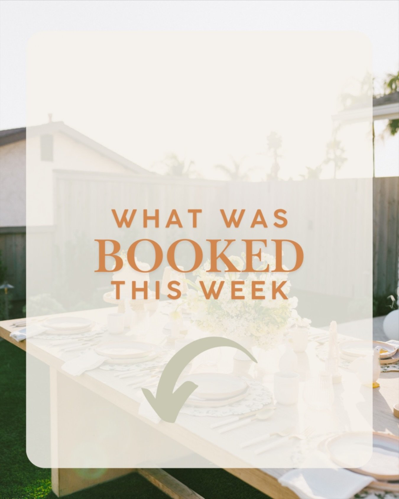 We've booked several fun events this week ⬇️ Check out what our clients have chosen:

1. Spring Bloom placemats and green fringe napkins for a baby shower in June

2. Cane water glasses &amp; cream scallop dinner plates for a wedding in September

3.