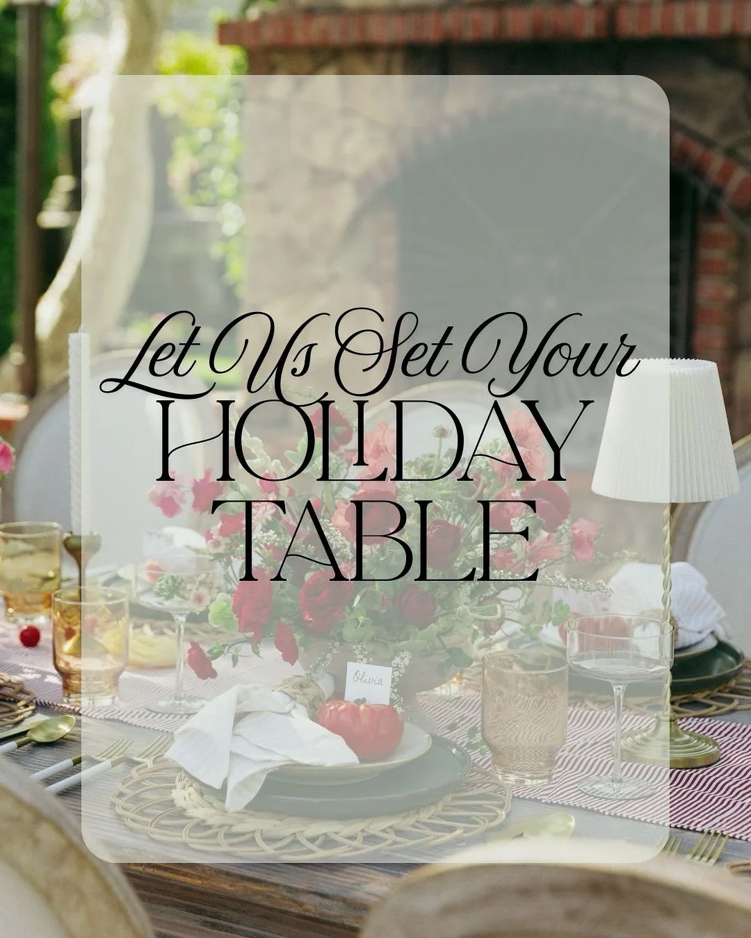Your table sets the tone of any holiday table. Let&rsquo;s give your guests something to remember 🎄🍽️

Requires creative freedom within our existing inventory but will work within the color palette and vibe of your event.

Available for holiday din