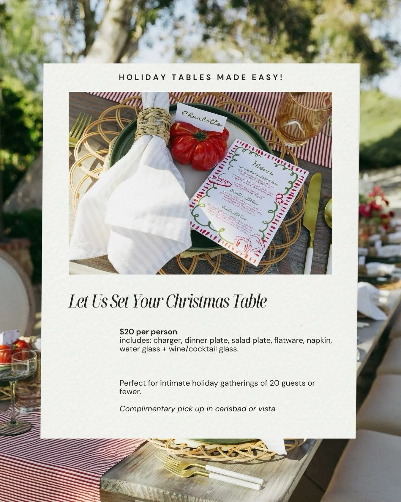 The easiest way to make your holiday table a conversation starter ✨ 🍴

We&rsquo;re here to help set the table this holiday season. If you want one less thing to worry about, send us a DM to get started