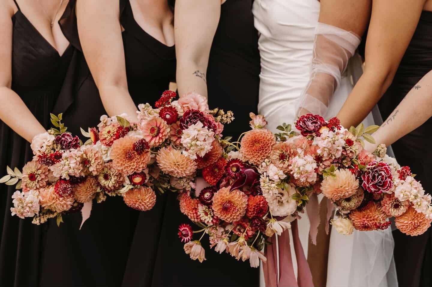 Forever in love with the wedding bouquets from A + L&rsquo;s August wedding 💫

Missing those summer blooms.

Beautifully captured by @frescavphotography 📸 

Planner | @eclipse_coordinating 
Venue | @brightwaterweddingsandevents 
Floral | @petalcaly