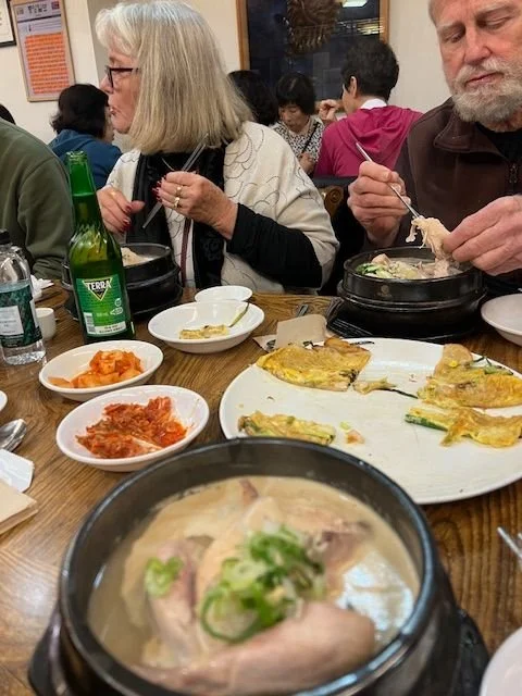 people eating at a Korean restaurant