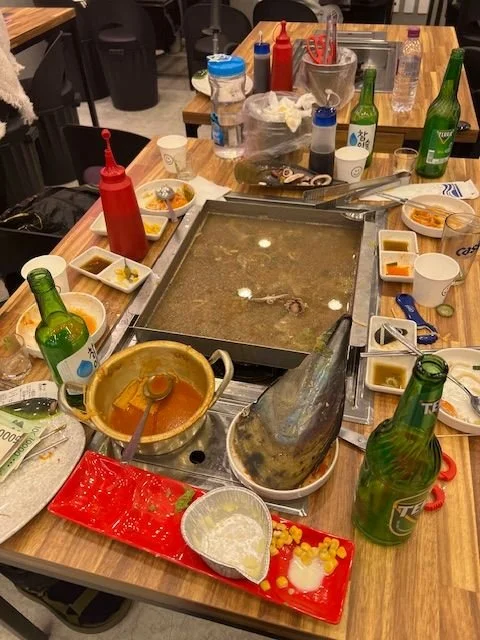 Finished mean at a restaurant table