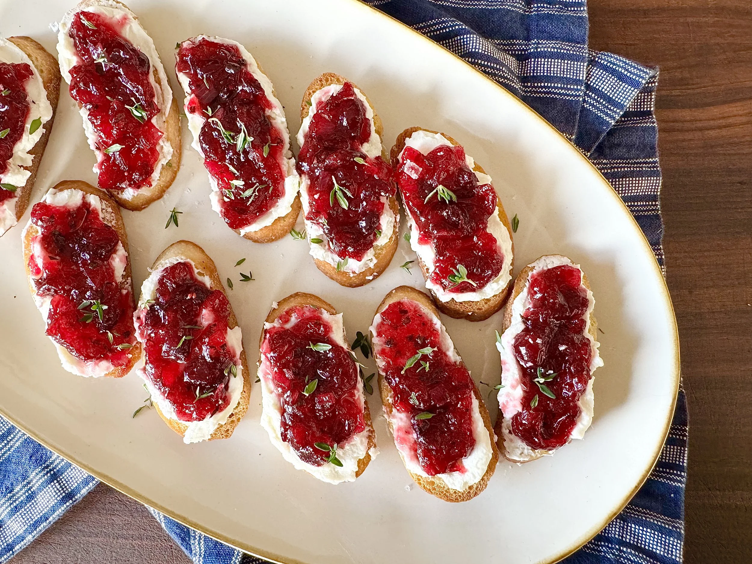 Whipped Goat Cheese Crostini with Cranberry Agrodolce