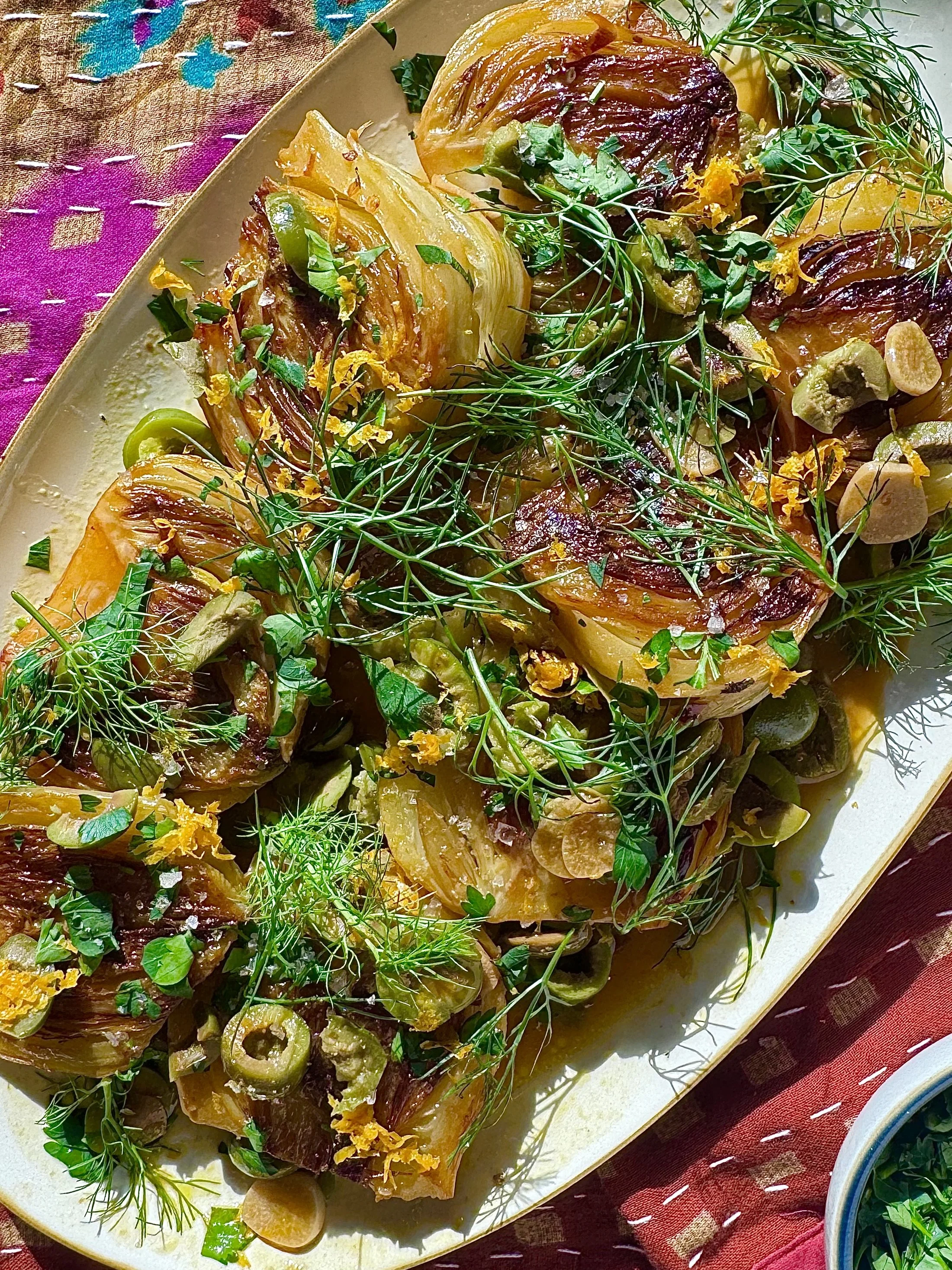 Braised Fennel with Orange, Olives, &amp; Chili de Arbol