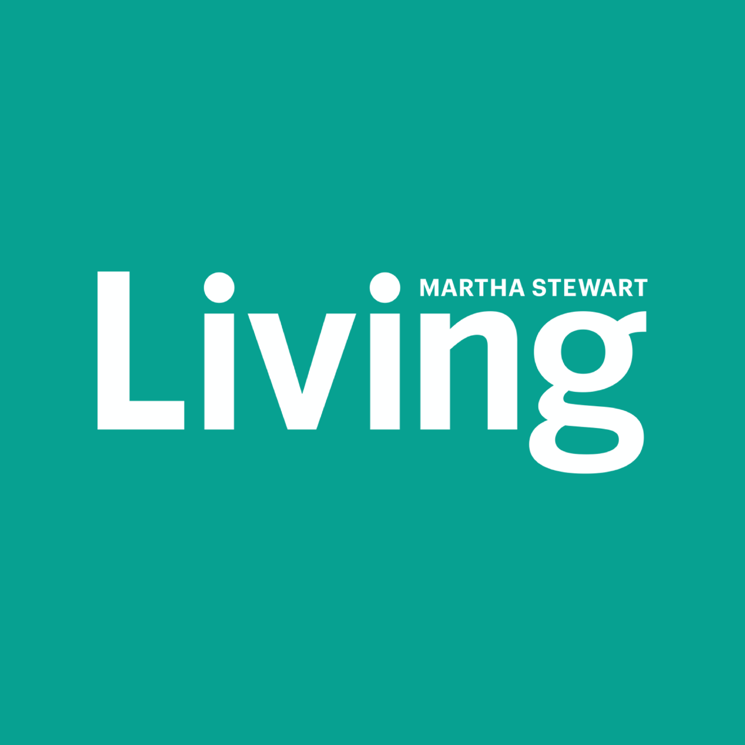 Book cover titled "Living" by Martha Stewart with a teal background and white text.