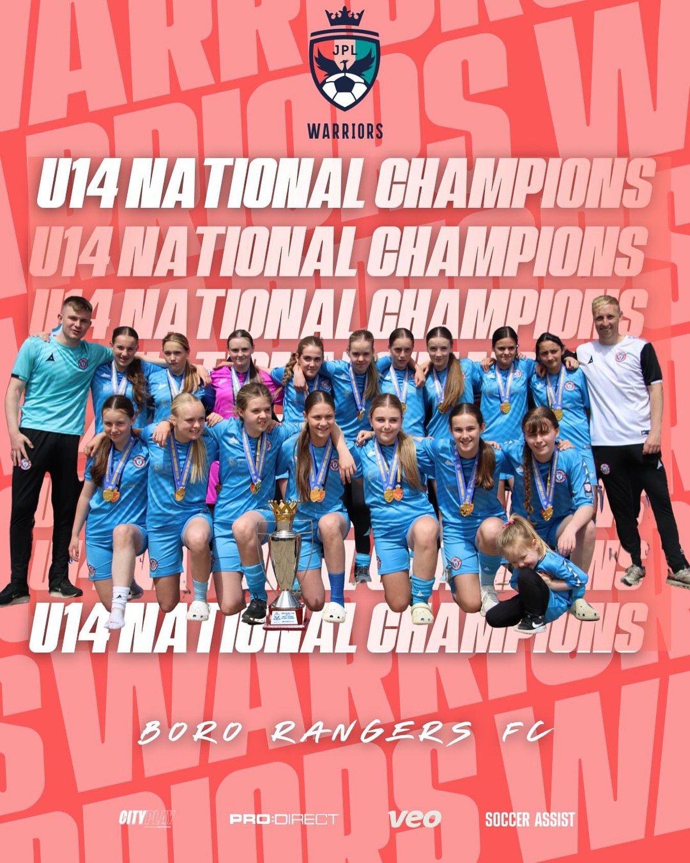 Congratulations to the @prodirectsoccer JPL National Champions Invitational U14 Champions, @bororangersgirlsjpl!

#JPL #JuniorPremierLeague #JnrPremLge #ProDirect #PDS #CITYPLAY #VEO #SoccerAssist #Champions #Winners #Finals #NationalChampions #Natio