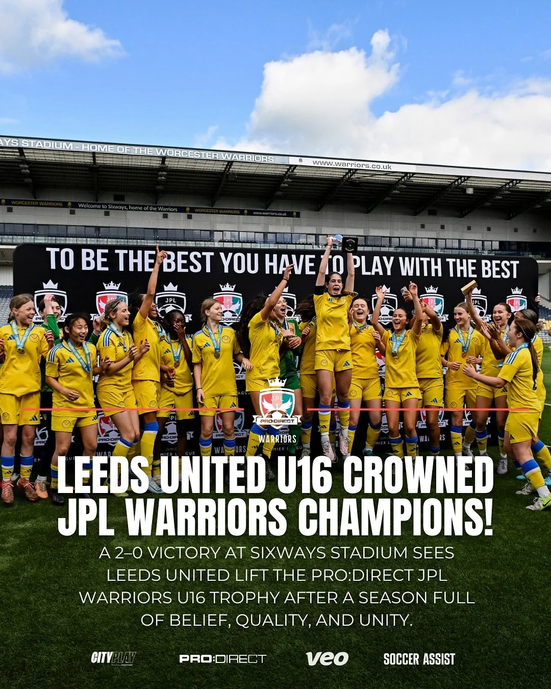 𝘾𝙝𝙖𝙢𝙥𝙞𝙤𝙣𝙨 𝙤𝙛 𝙩𝙝𝙚 𝙅𝙋𝙇 𝙒𝙖𝙧𝙧𝙞𝙤𝙧𝙨 𝙏𝙧𝙤𝙥𝙝𝙮!🏆

@leedsunited Girls U16s delivered a composed, confident performance at Sixways Stadium, sealing a 2&ndash;0 win over Sherborne Town Ladies to lift the silverware. 💪⚽

🎯 Player 