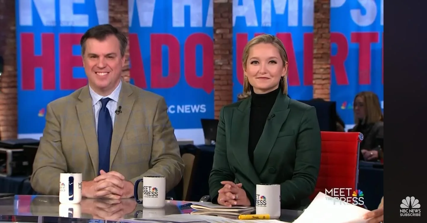 Had a great time doing makeup for the @nbcnews New Hampshire Primary with @meetthepress. Loved working with such lovely people. 💙 #jonathanmartin #dashaburns #lanheechen #governorchrissununu