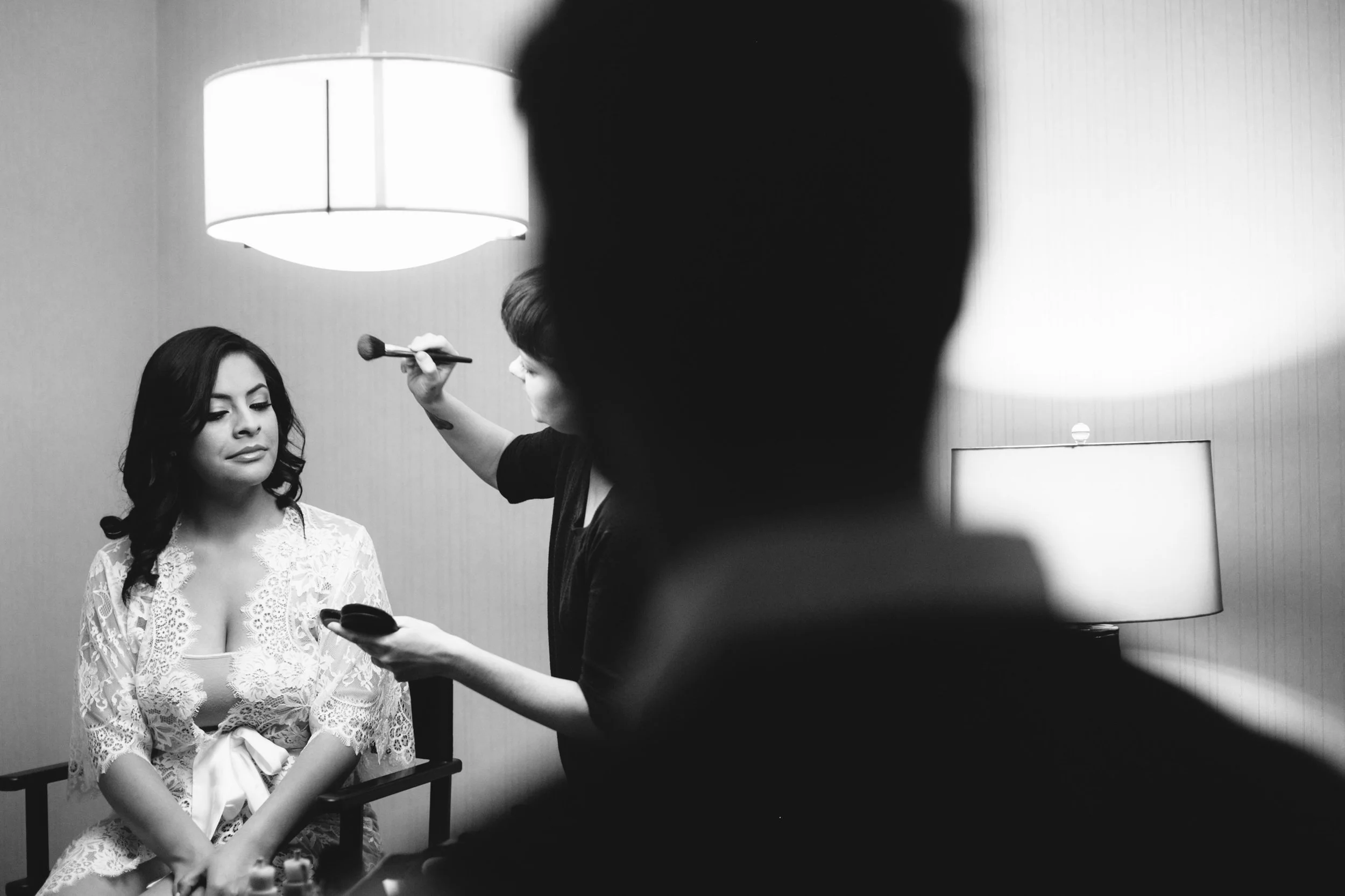 Final Touch-ups on the bride in Boston