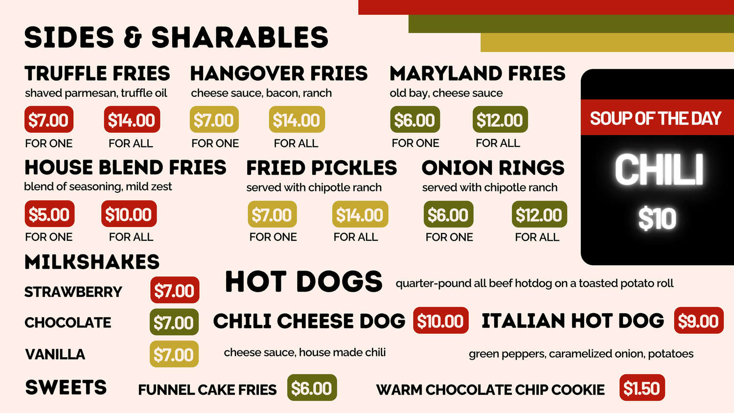 Restaurant Menu — Bridge Street Burgers
