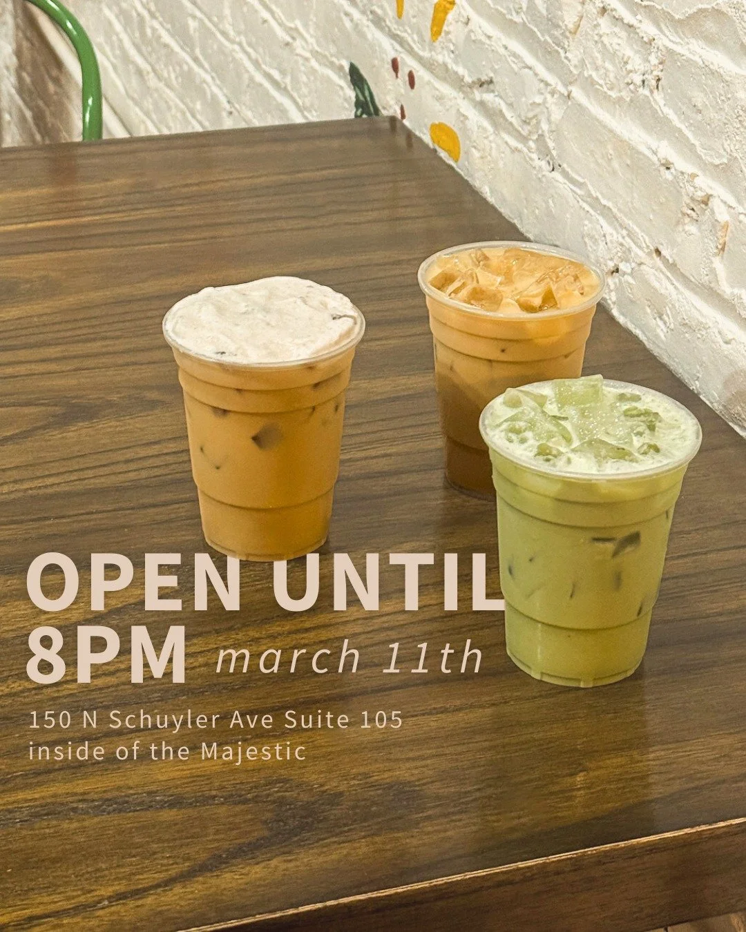 ☕ We are open and here to serve you until 8pm! Warm (and cold) drinks are ready, wifi if you're needing to get work done, sandwiches and pastries, and a place to just relax! 

❤ We would also like to offer a free 8oz drip to any first responders, uti