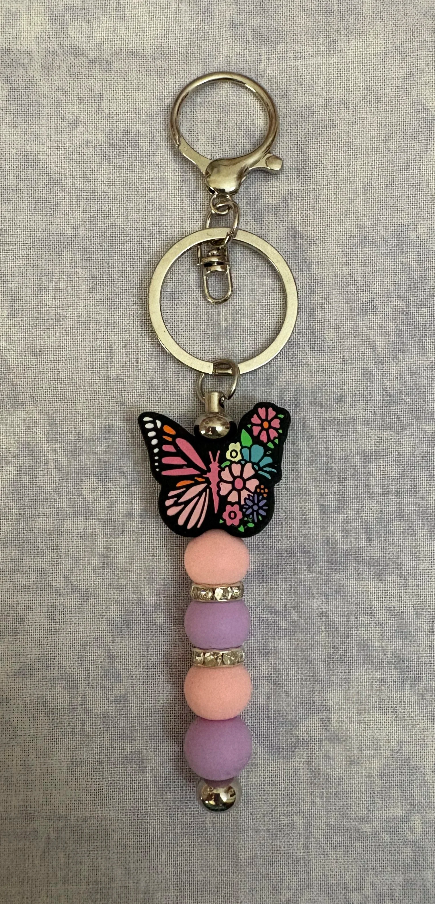 Pink and Purple Butterfly Bag Charm