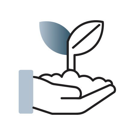 mano con planta. representa la capacitacion a ejecutivos de recursos humanos para que compartan sus conocimientos sobre ahorro y beneficios del estado con su equipo de trabajo