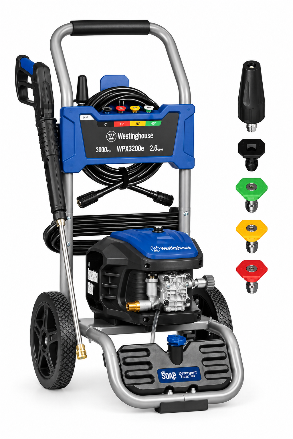 3400 Max PSI 2 Max GPM 13 Amp Cold Water Electric Powered Pressure Washer w/ Brushless Motor, 5-Quick Connect Tips