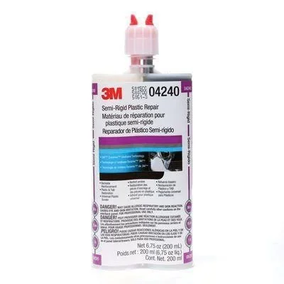 3M™ 04240 Semi-Rigid Plastic Repair Adhesive, 200 mL Cartridge, Liquid, Black/Clear, 1 to 1.2