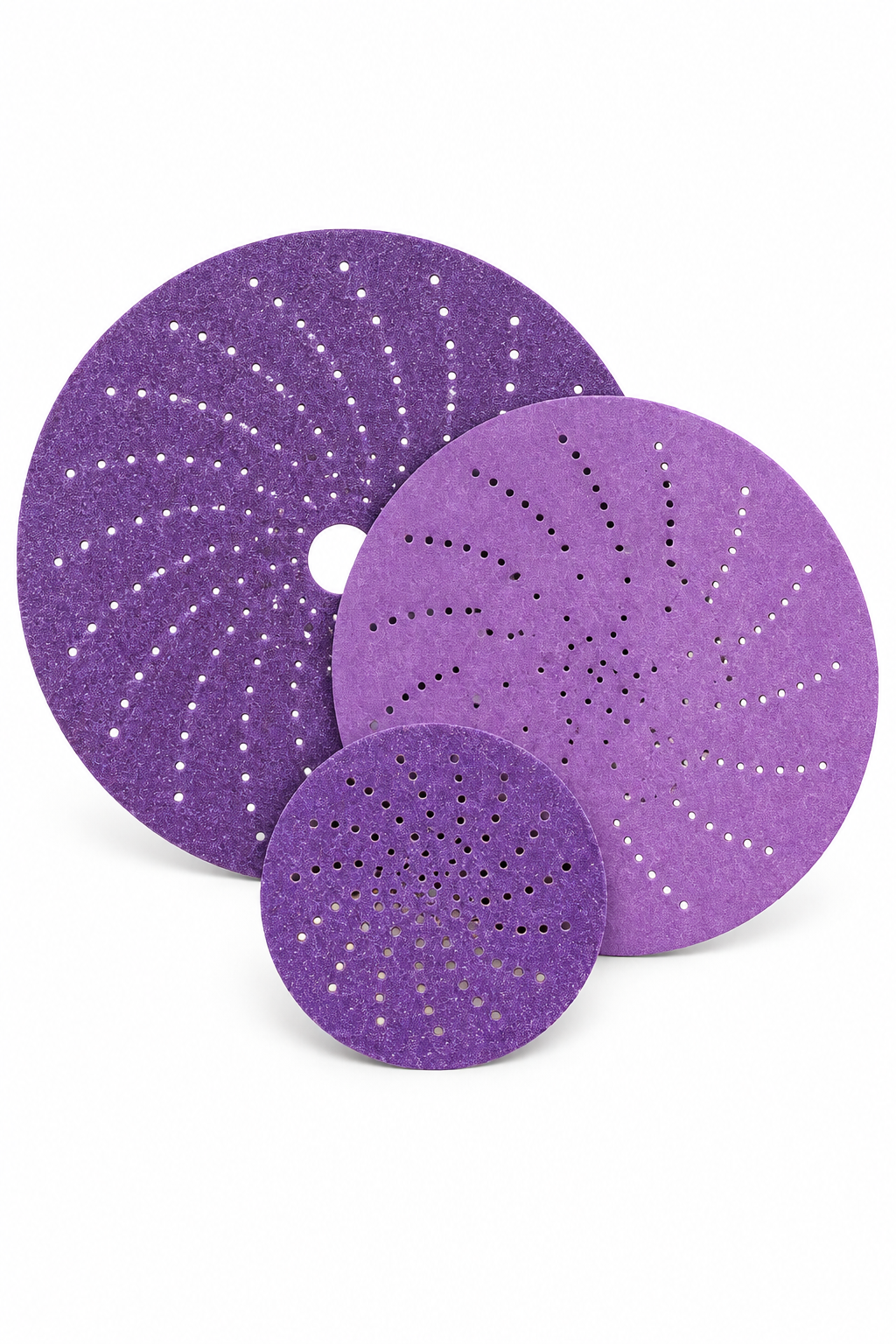 3M Cubitron™ II 31483 737U Series Multi-Hole Clean Sanding Abrasive Disc, 6 in Dia, 320+ Grit, Hook and Loop, Purple