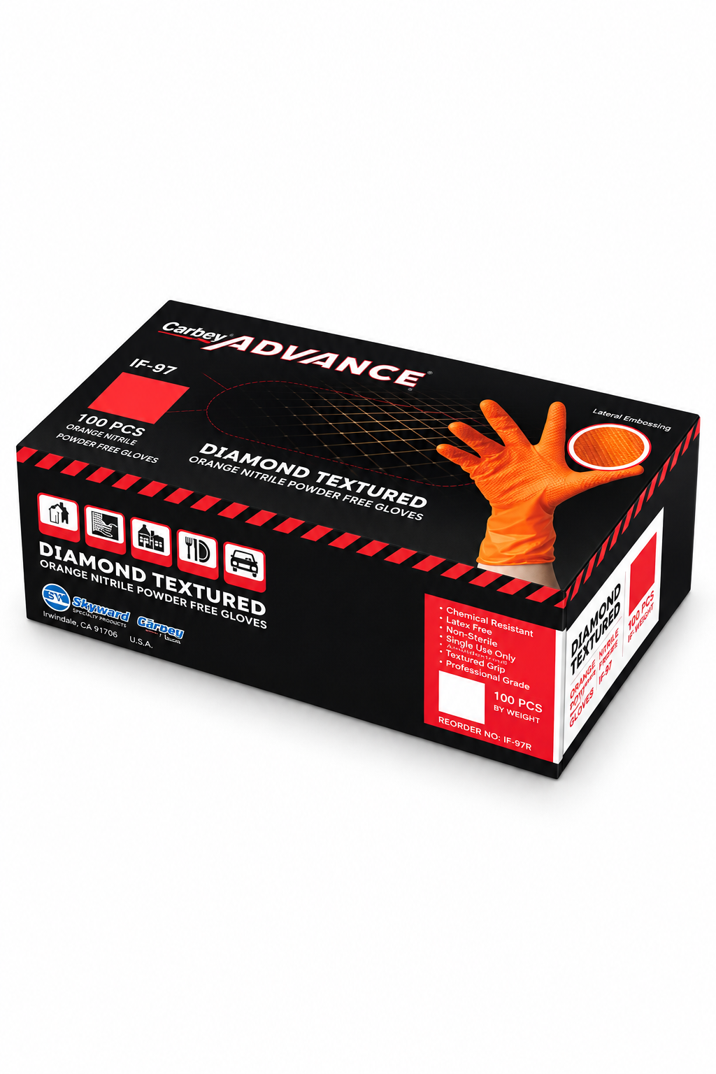 IF87 Industrial Powder Free Orange Nitrile Glove