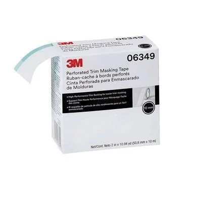 3M™ 06349 Perforated Trim Masking Tape, 10.94 yd x 2 in, 0.12 mm THK, 10 mm Hard Band Width, Blue