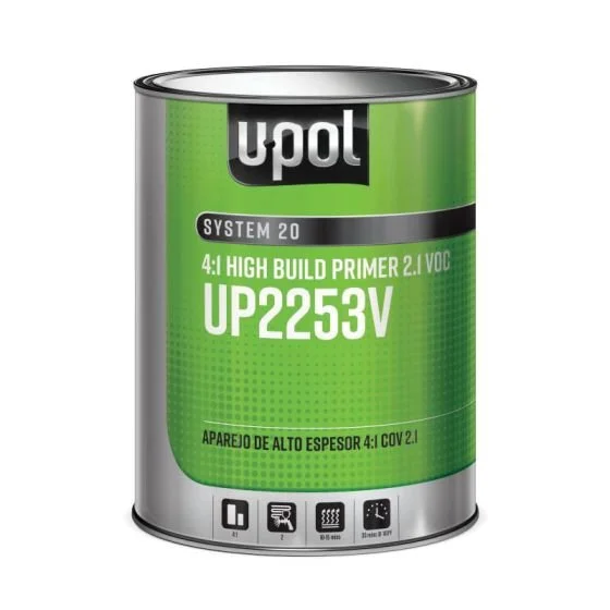 U-POL® SYSTEM 20 UP2253V High-Build 2K multi-Purpose Primer, 1 gal Tin, Gray, 4:1 Mixing, High-Build