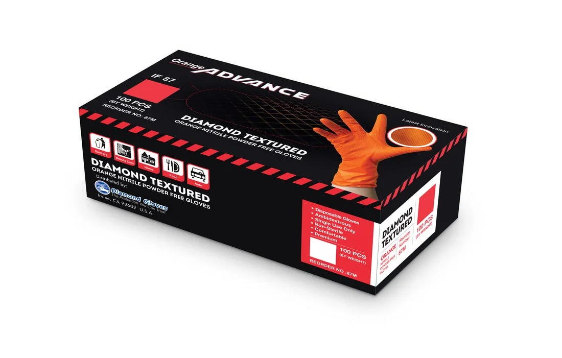 IF87 Industrial Powder Free Orange Nitrile Glove