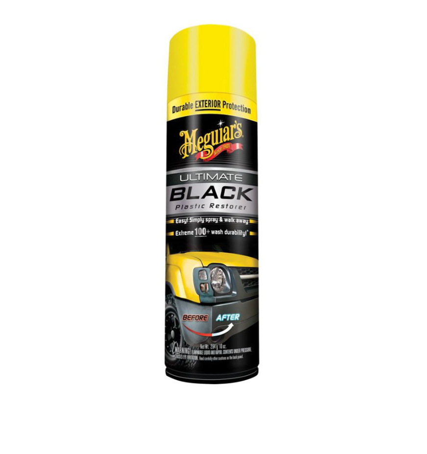 Meguiar's® G16910 Ultimate Black Plastic Restorer, 10 oz Aerosol Can, Clear, Liquid