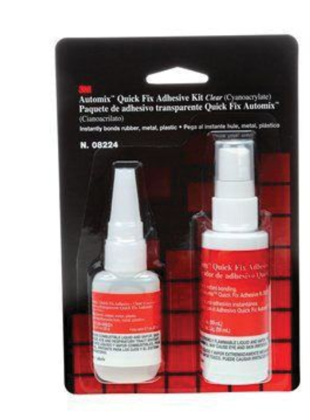 3M™ Auto mix™ 08224 Quick Fix Cyanoacrylate Adhesive Kit, Bottle, Liquid, Clear, 1 min Application