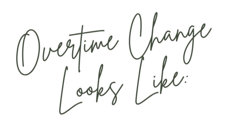 Handwritten text stating 'Overtime Change Looks Like:'
