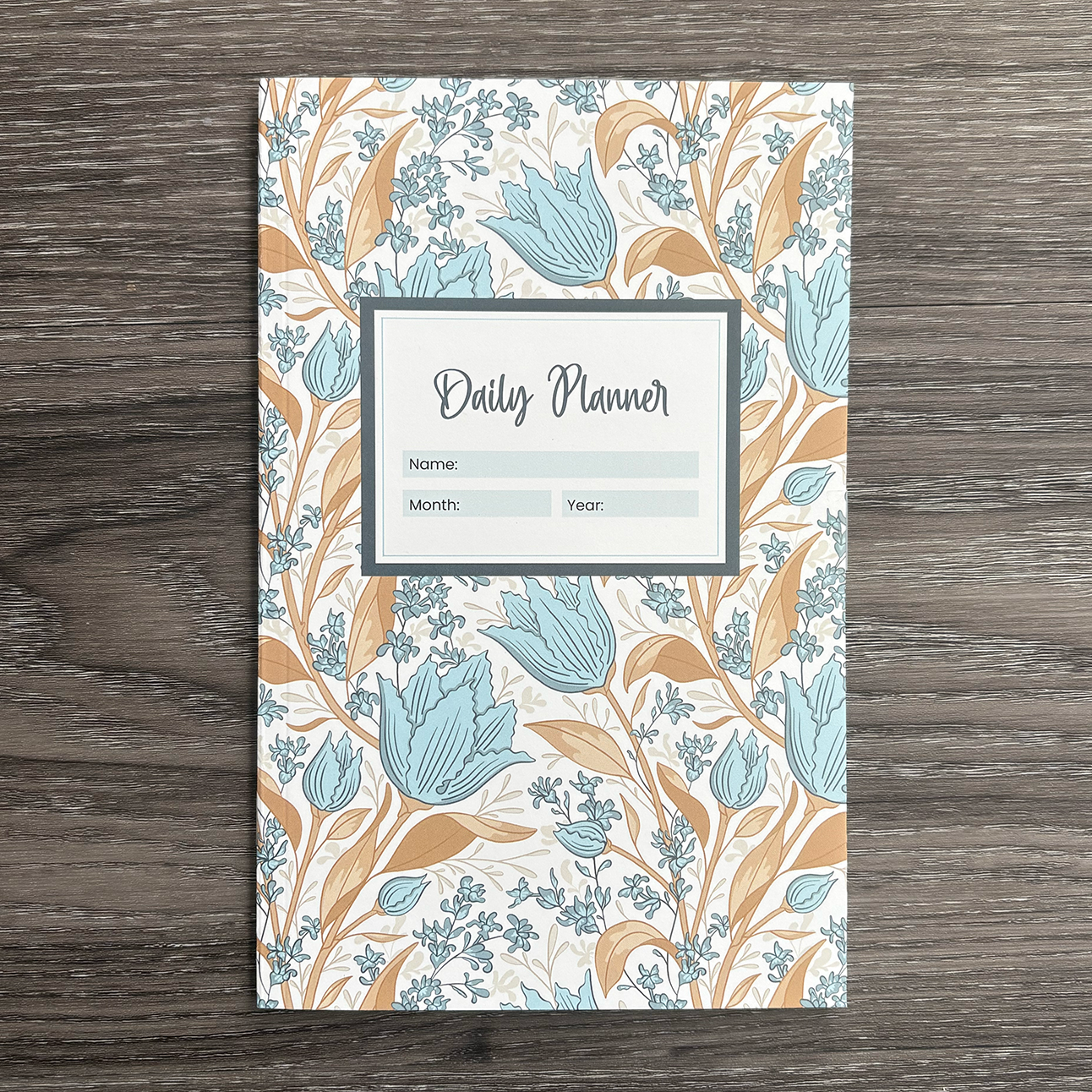 Moody Blooms Undated Daily Planner - Moonlit Petals in Light Blue