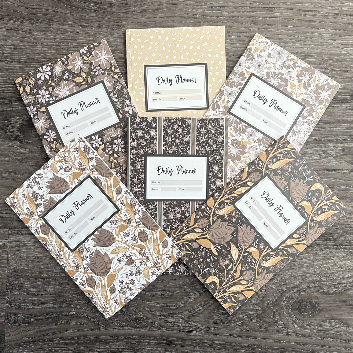 Moody Blooms - 6 Month Daily Planner Set - Chocolate