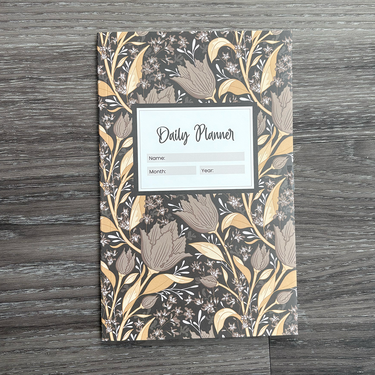 Moody Blooms Undated Daily Planner - Moonlit Petals in Dark Chocolate