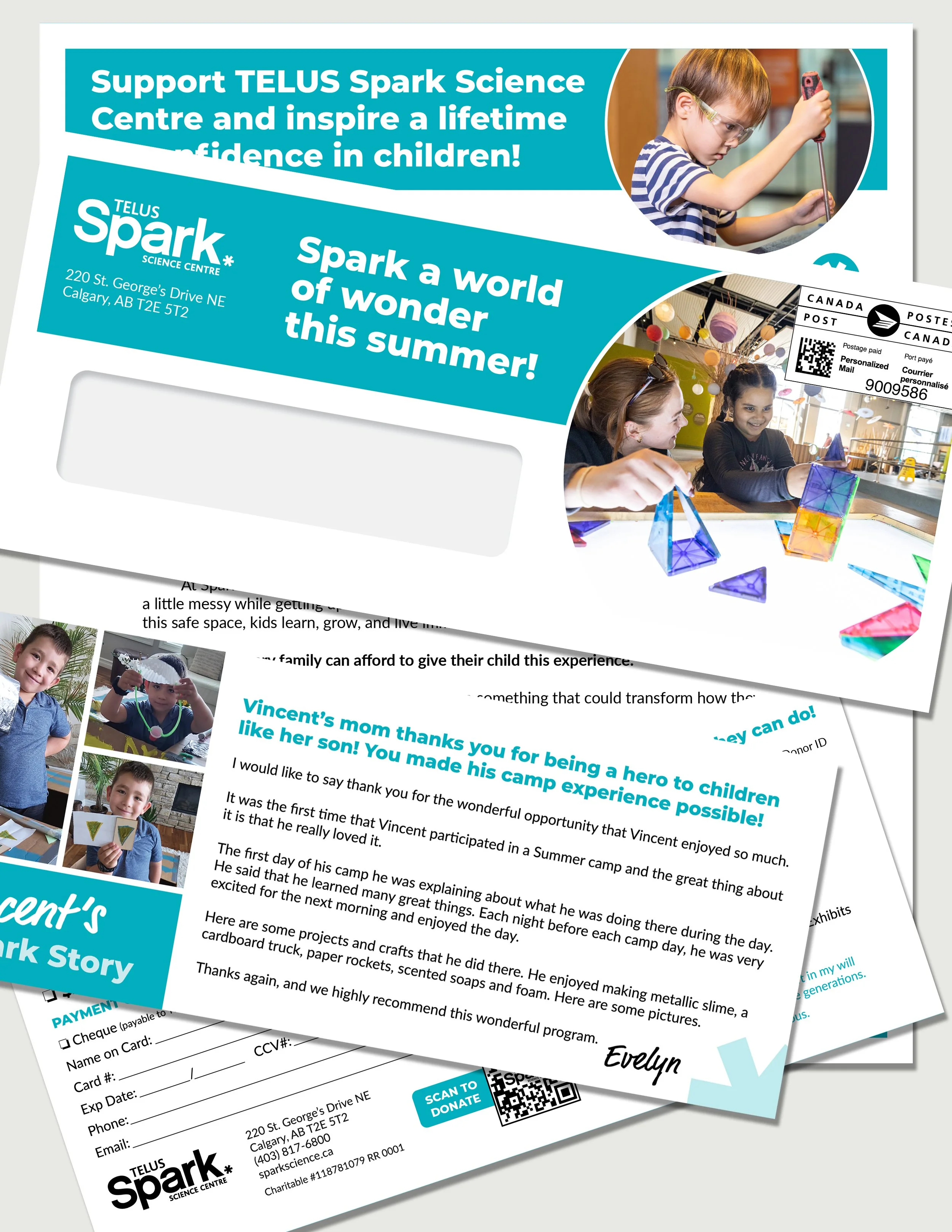 Graphic Design: Collage of Telus SPARK Spring Direct Mail Campaign