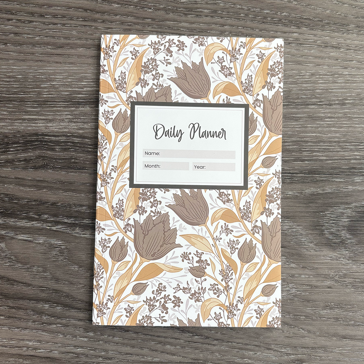 Moody Blooms Undated Daily Planner - Moonlit Petals in Light Chocolate