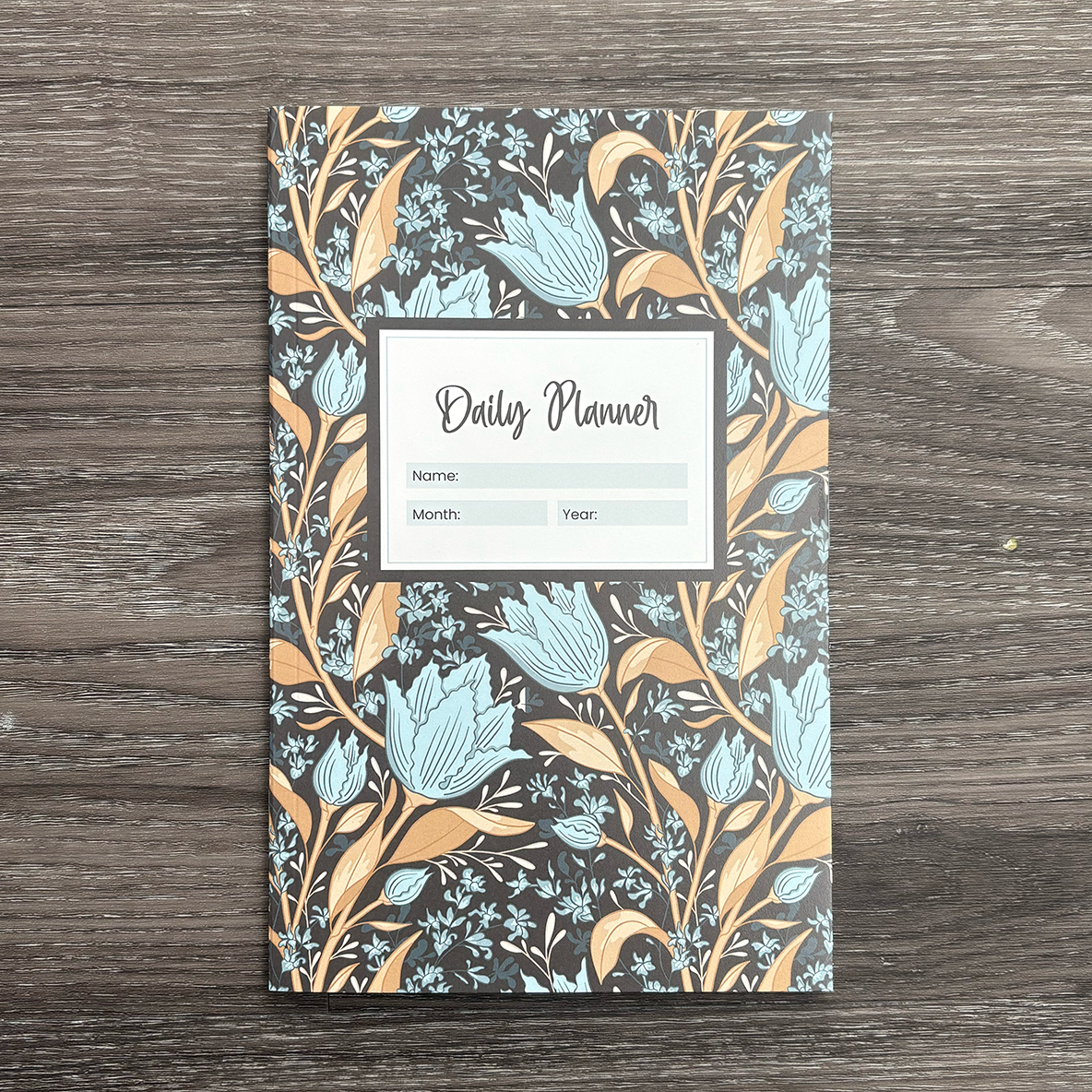 Moody Blooms Undated Daily Planner - Moonlit Petals in Dark Blue