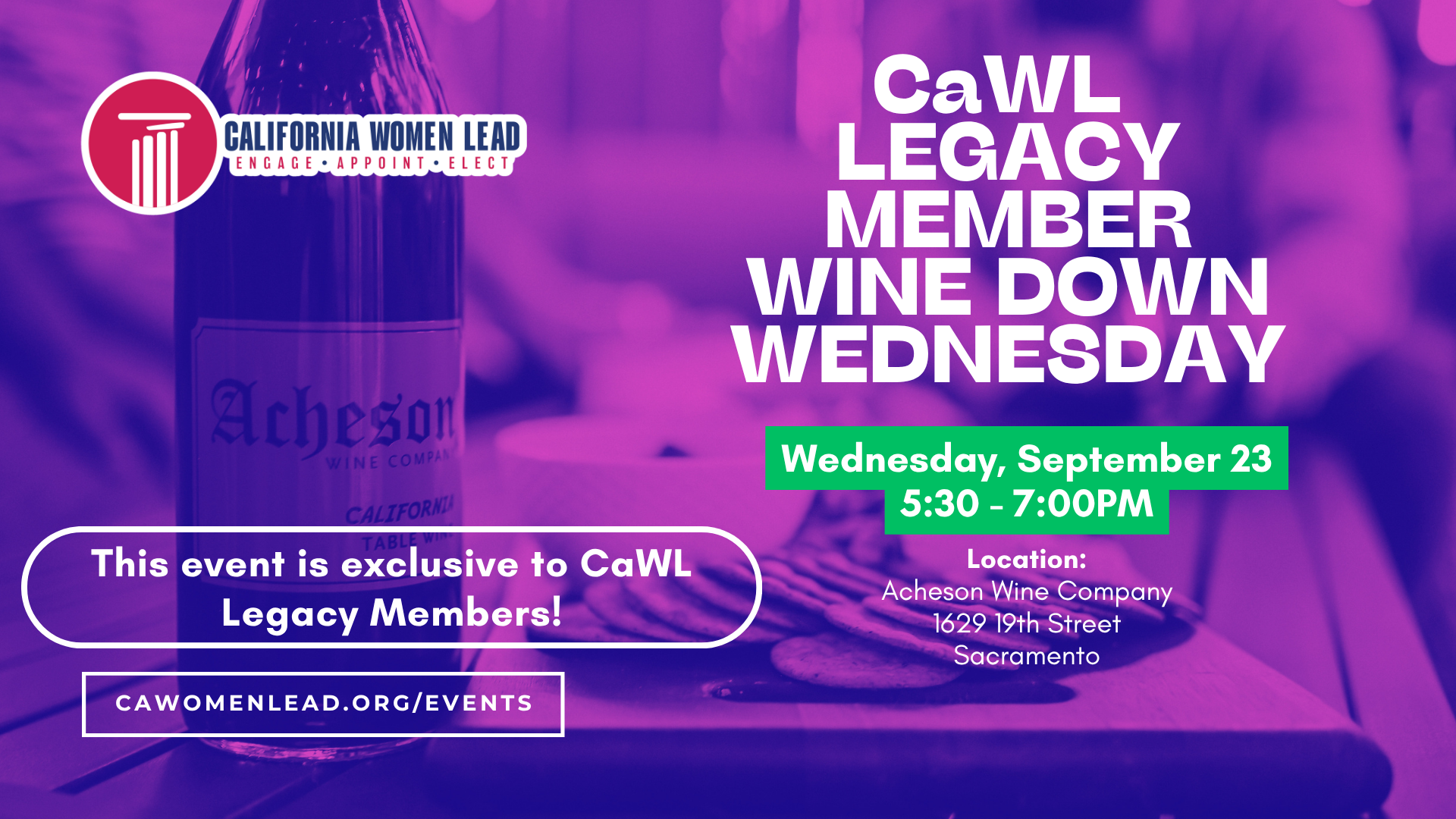 CaWL Wine Down Wednesday for Legacy Members