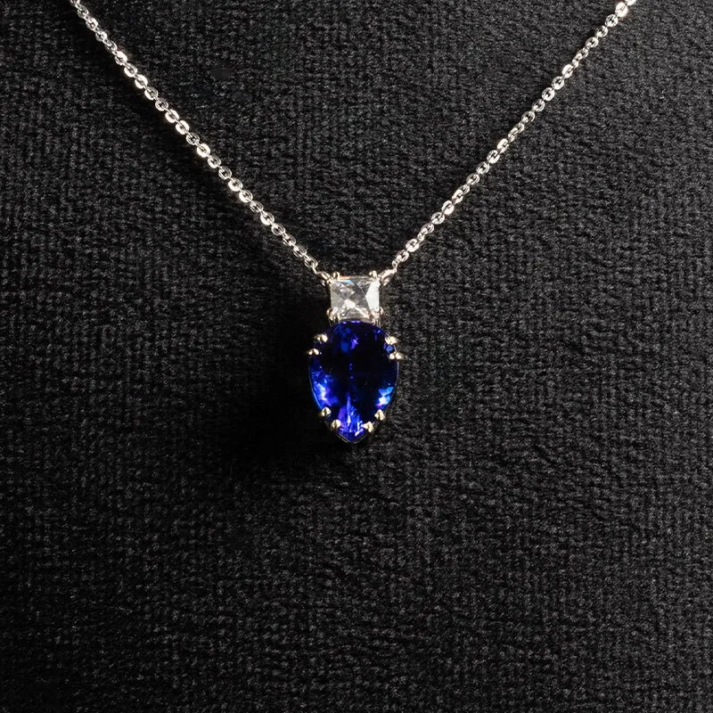 CUSTOM DIAMOND + TANZANITE 18K GOLD NECKLACE