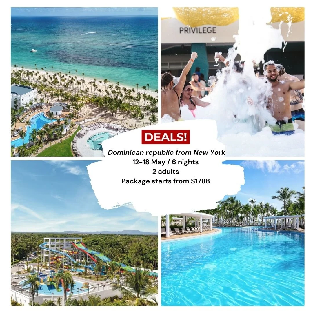 🔥 Горящие цены в Доминикану из Нью-Йорка!
Пляжи Баваро, белый песок, бирюзовый океан и формат All Inclusive &mdash; всё уже включено.
📅 12&ndash;18 мая (7 дней / 6 ночей)
👫 2 человека &bull; вылет из Нью-Йорка
✈️ JetBlue
9:15 AM &ndash; 1:17 PM
3: