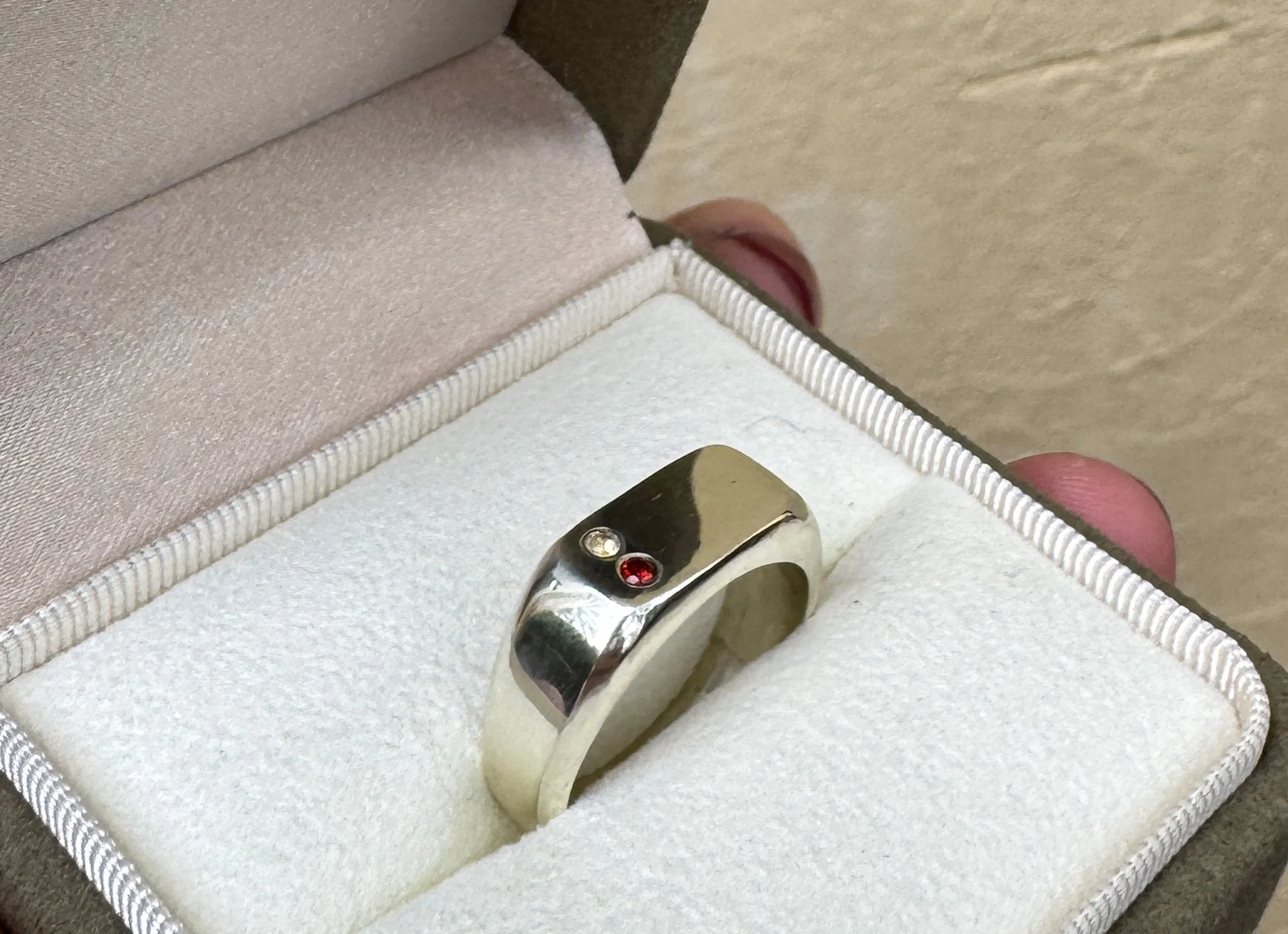 White Gold Birthstone Signet