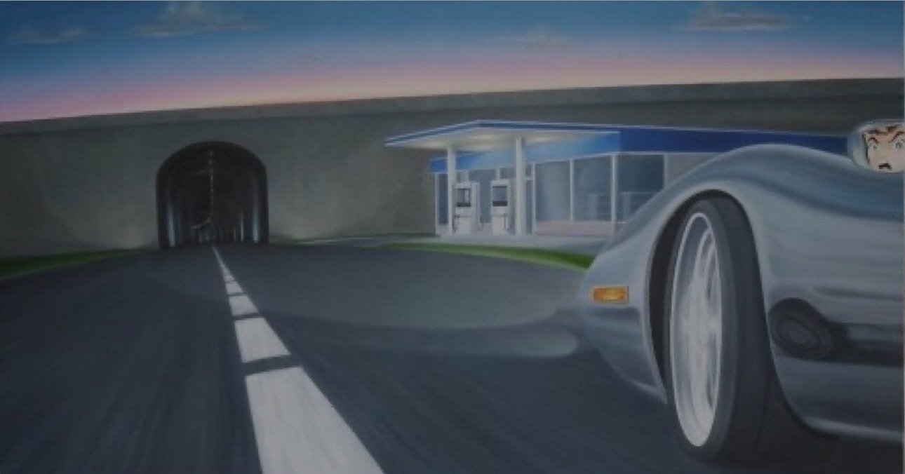 Title: &ldquo;Speed !&rdquo; 
Oil on canvas 
Artist: Greg Busch 
40&rdquo; x 90&rdquo;