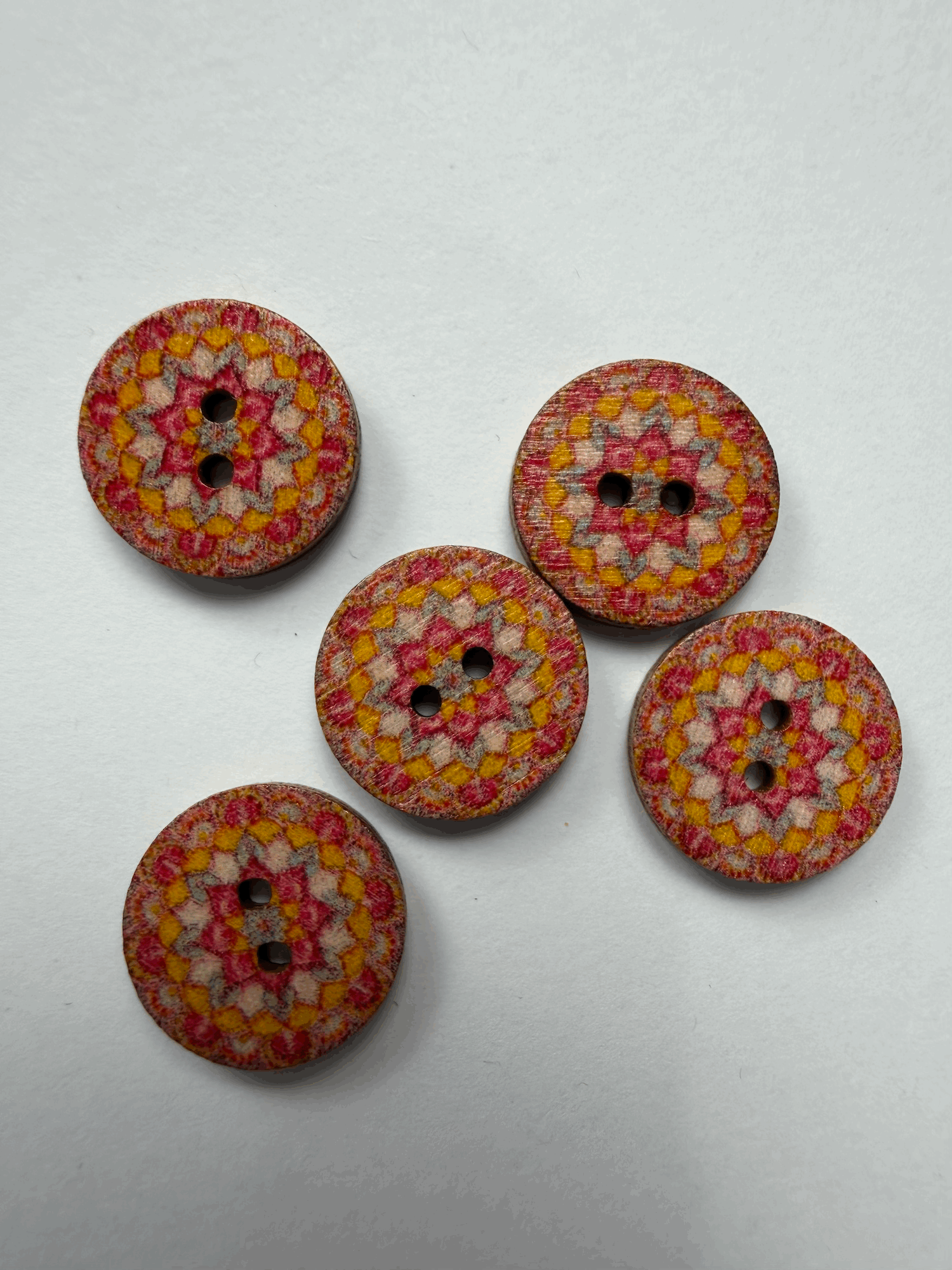 Pink kaleidoscope  Wooden Buttons