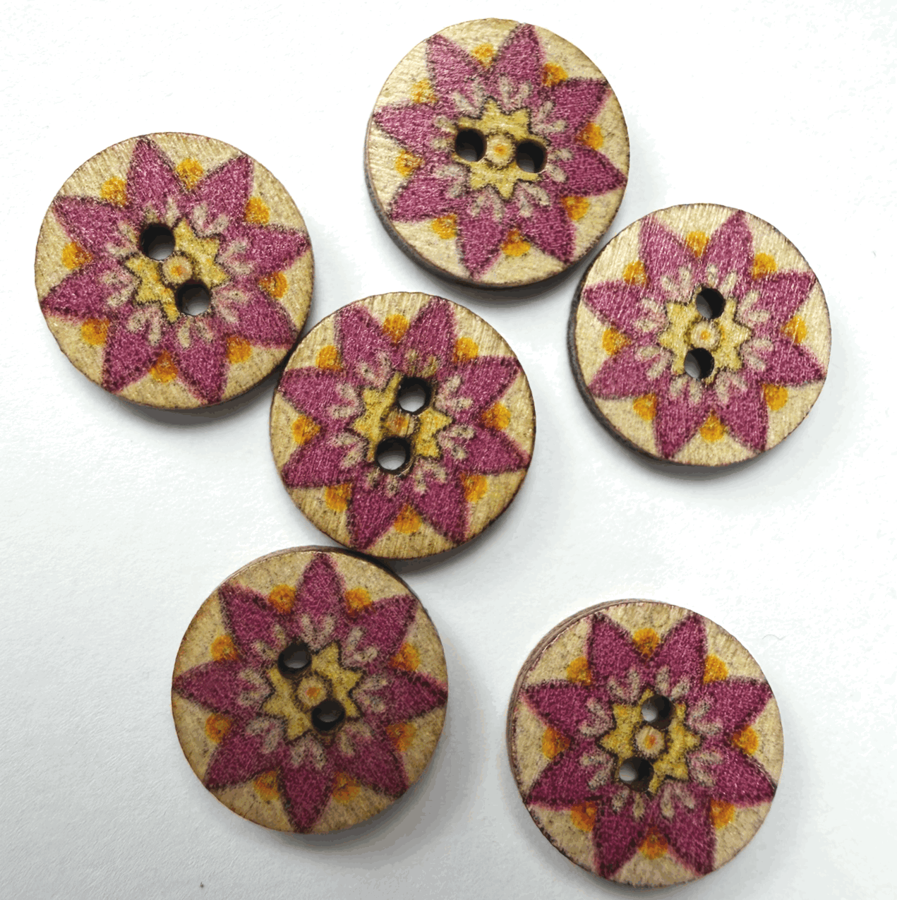 Purple Star  Wooden Buttons