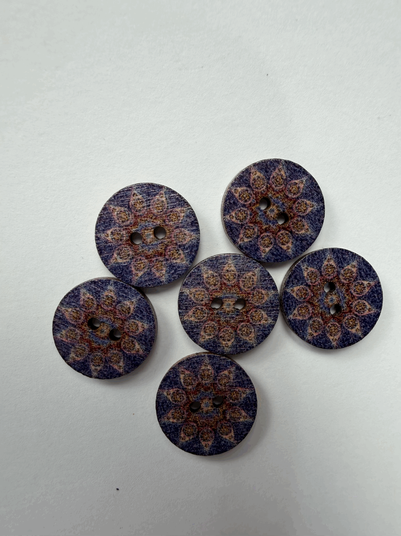 Purple kaleidoscope Wooden Buttons