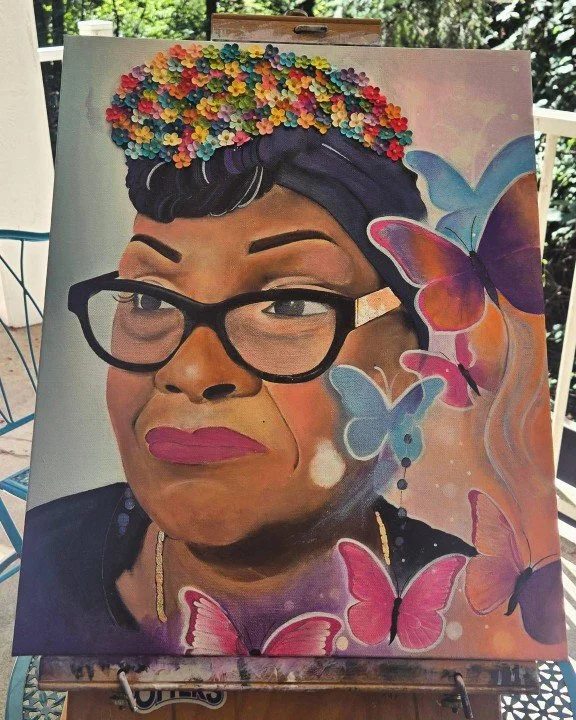 Artistic representation of a cannabis leaf with chemical structures and names like THC, THCA, CBN in the background, surrounded by a gold border,handpainted by PleasantArt