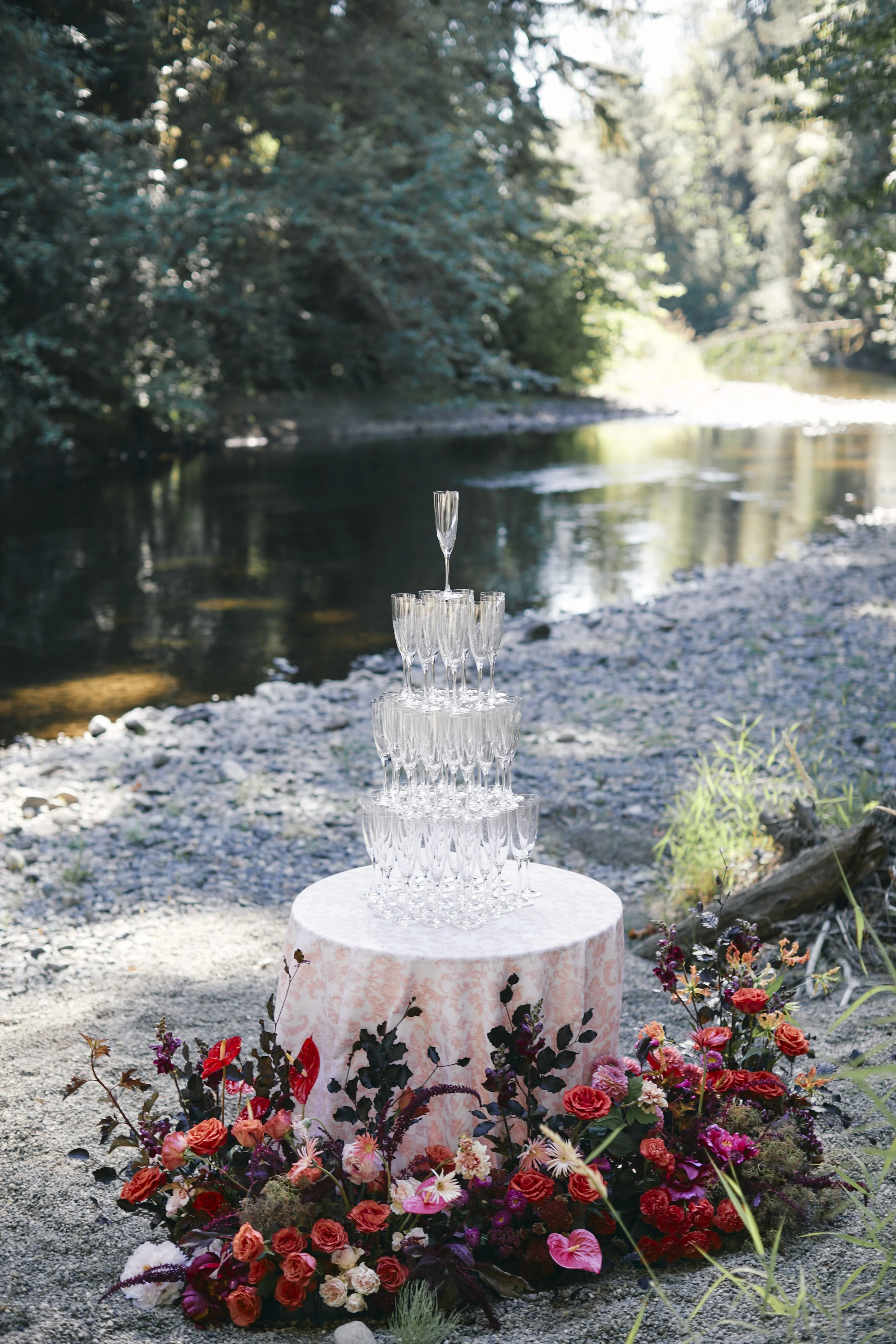 Riverfront wedding details beside the Pilchuck River