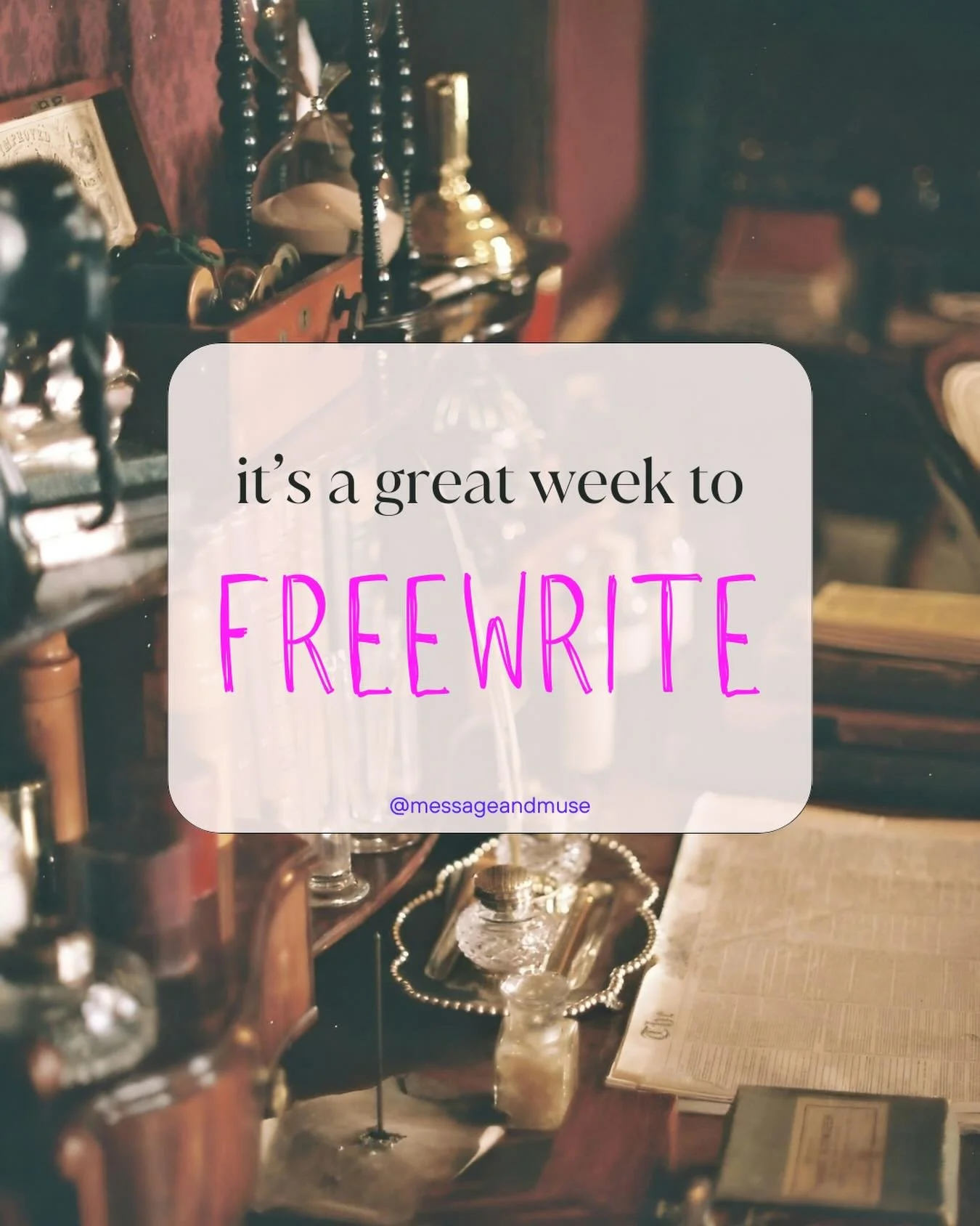 If there&rsquo;s been something you&rsquo;ve wanted to say but haven&rsquo;t had the time or mental clarity to sit down and get it out, this week is a great time to sit with it.

Don&rsquo;t edit: just write. 

I KNOW. IT&rsquo;S HARD! But what do yo