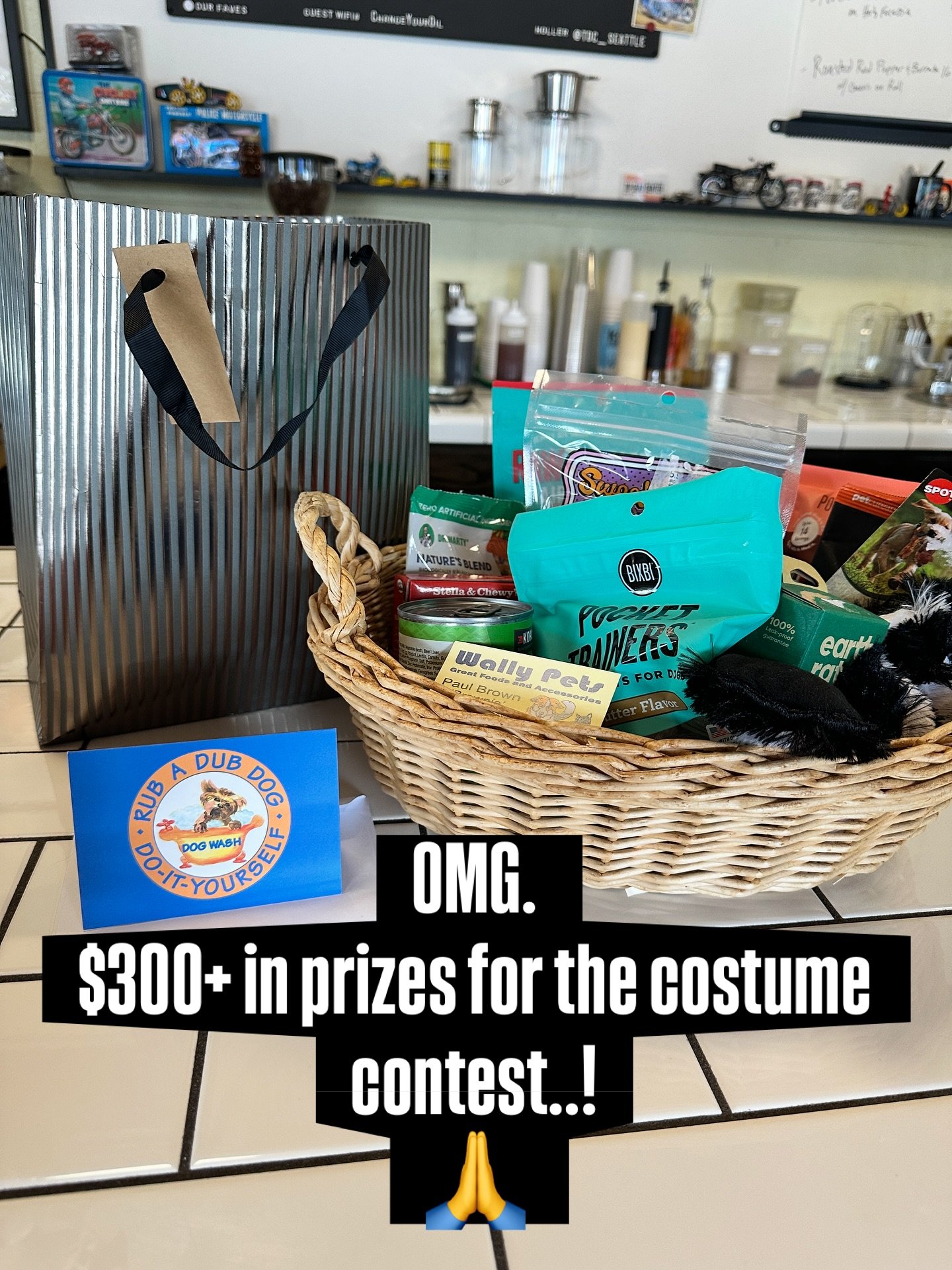 We have prizes from @wally.pets.wallingford @rubadubdogwash @washingtongsd and more on the way! Thank you #smallpetbusiness of #greenlake &amp; #phinneyridge 
Gonna be good. Might rain, but it&rsquo;s dry and warm in here :)

#seattlesmallbusiness #s
