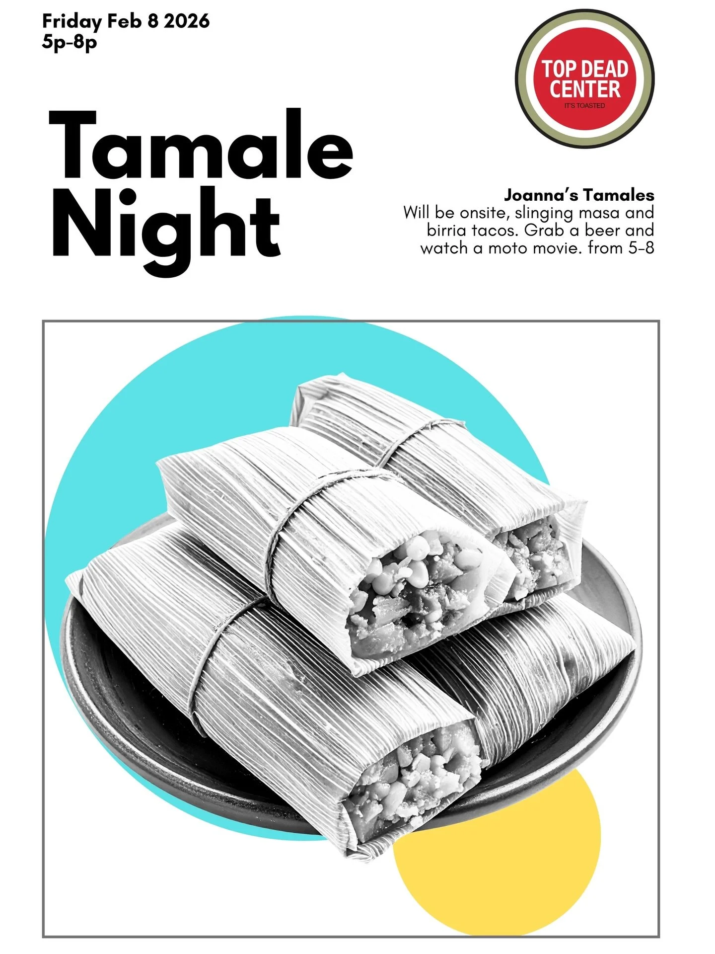 Another big week to kick off February - plan ahead!

Wednesday- Bike Night
Thursday - Trivia with @freeze.tag.events 
Friday - TAMALES!