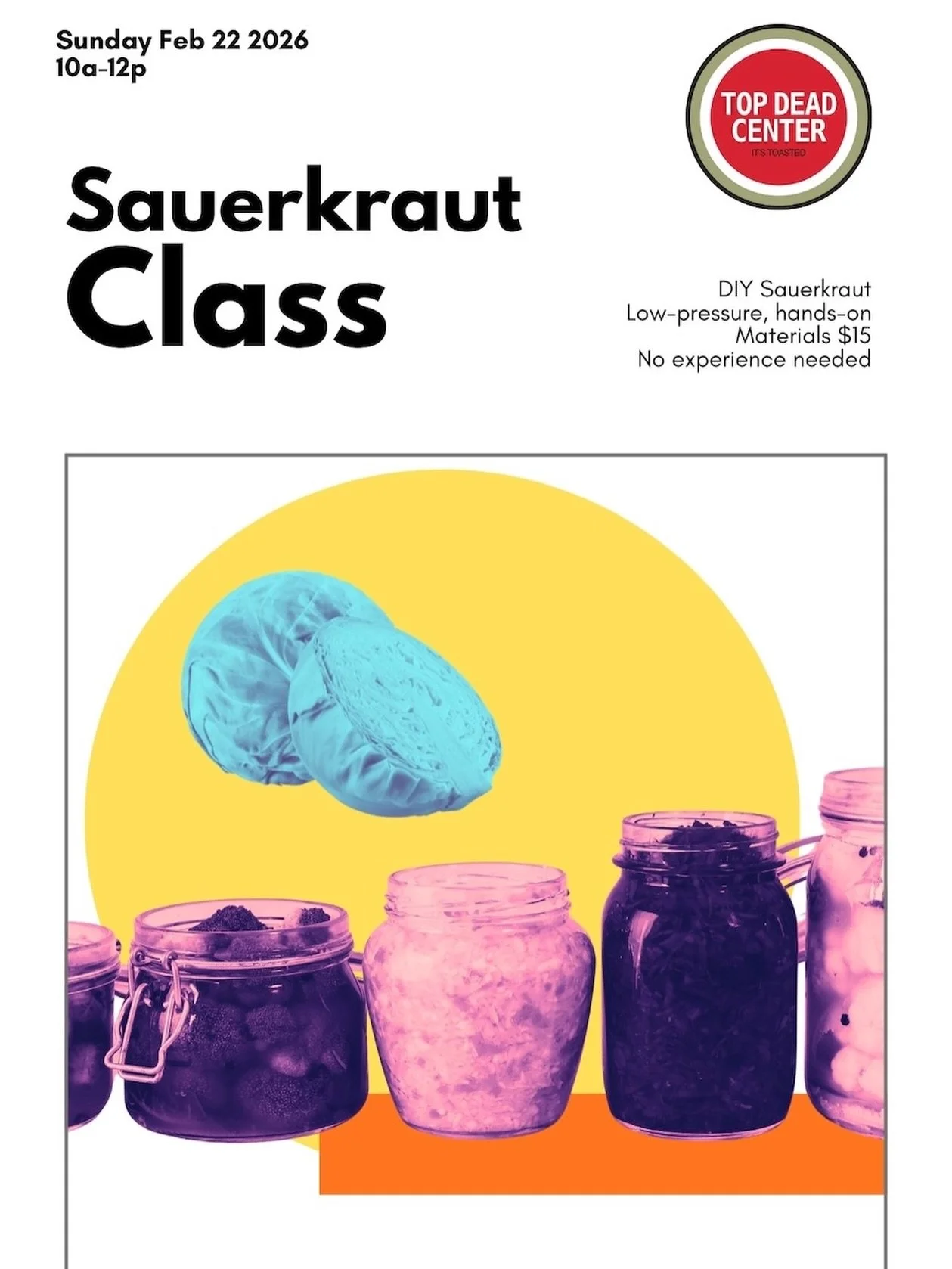 Sauerkraut!

Get your probiotics on this Sunday - 10a-12p
$15 for materials, drop-ins welcome 🤗 

🥬 🥒 🥗