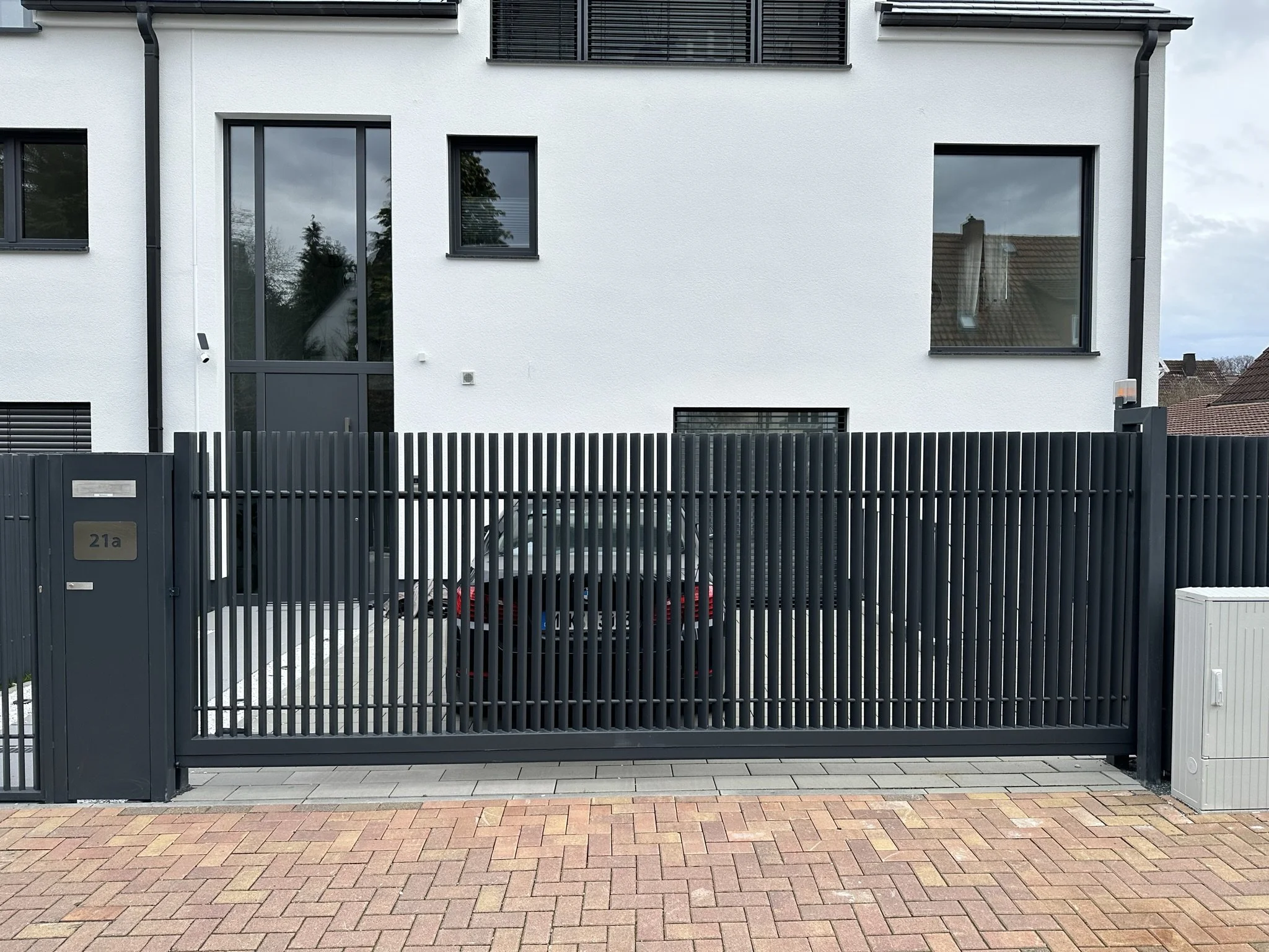 Front door fence black metal iron gate