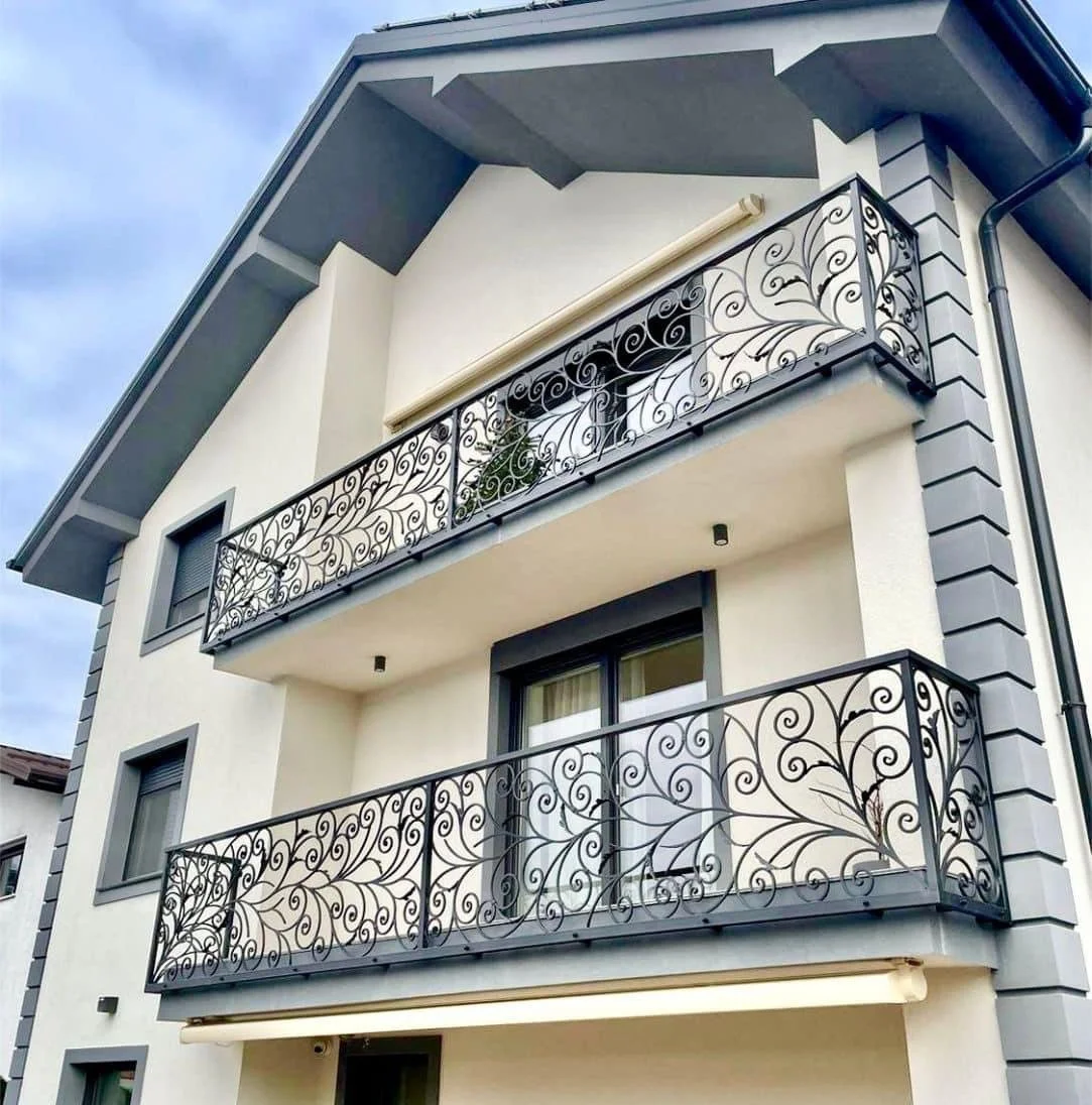 Balcony house grey metal iron wrought fence